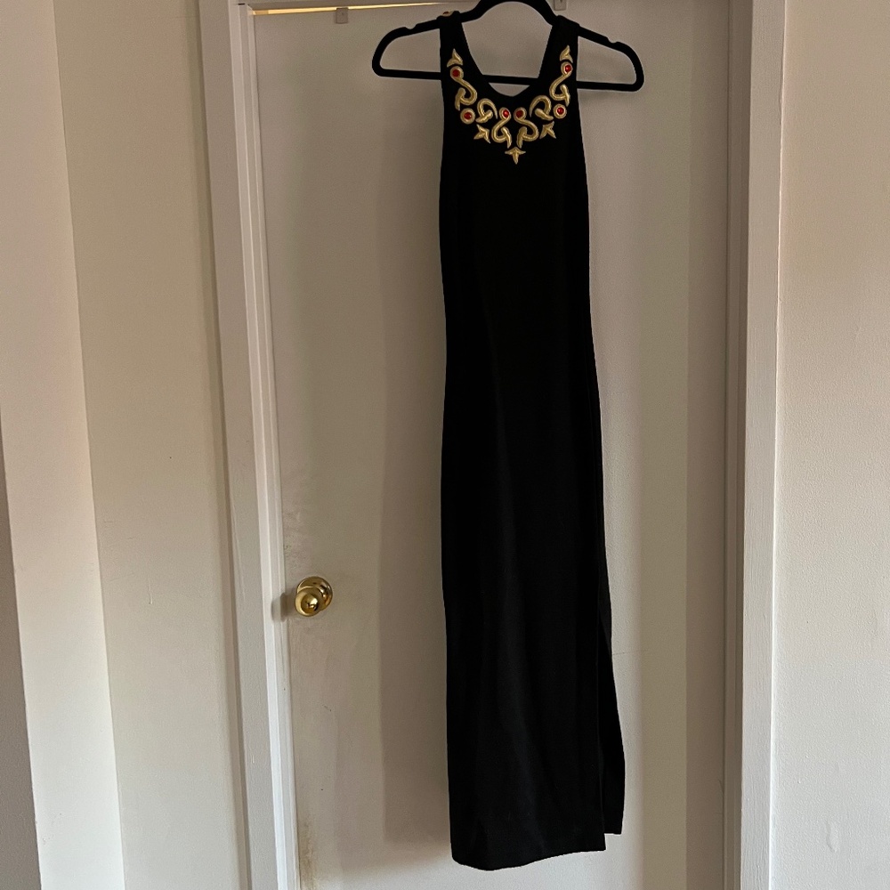 Chic Long Black Open Back Dress